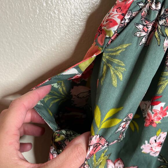 BOG Collective Bustier Babydoll Dress Small Mini Green Floral Band of Gypsies - Picture 7 of 9